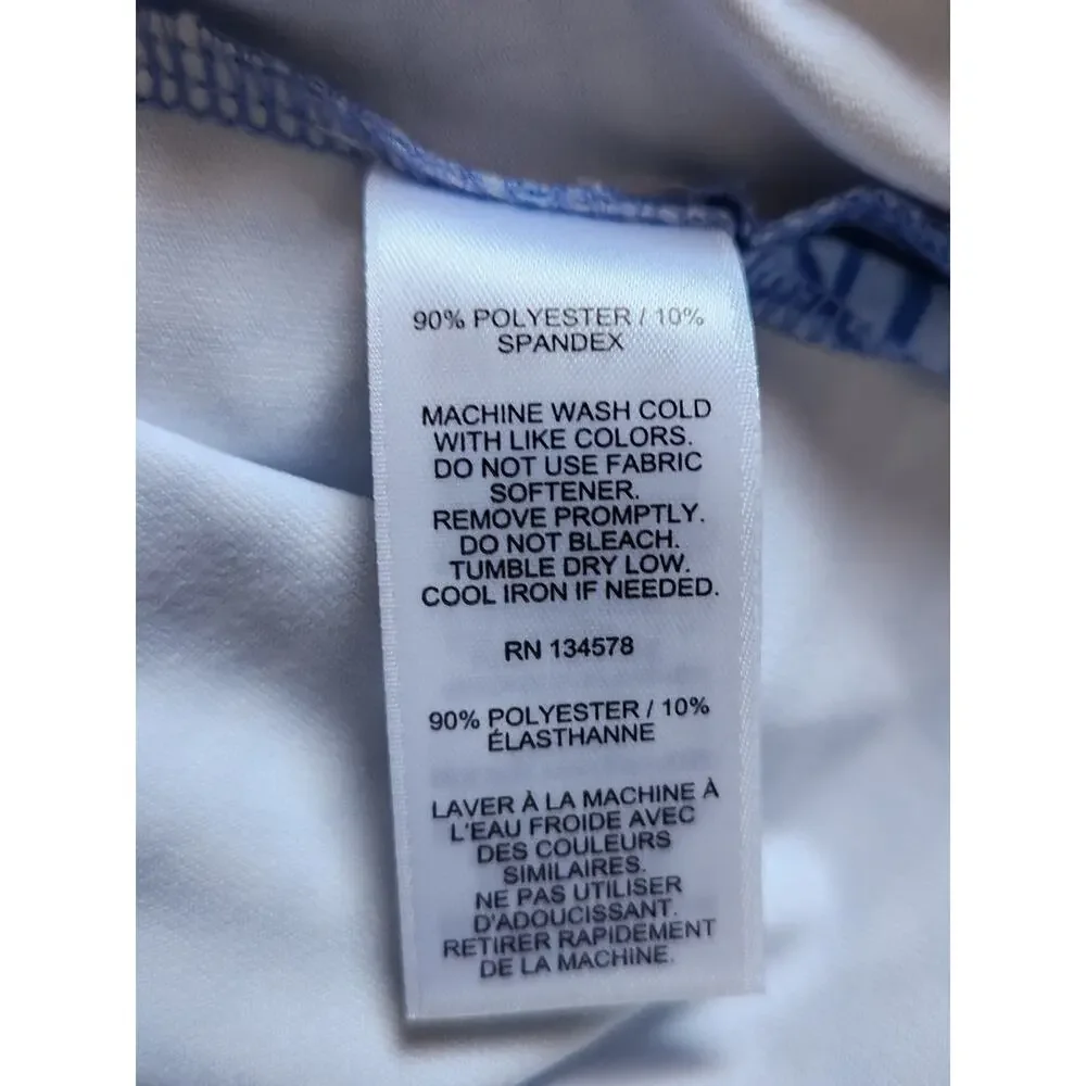 Vineyard Vines Polo Dress Womens L Blue Palm Print 3/4 Sleeve Stretch Shift - Picture 6 of 10